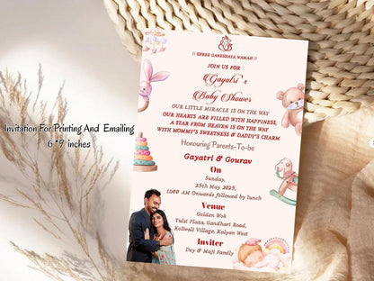 Simple Cute Baby Shower Invitation – Minimal Adorable Baby Shower Card – Printable Template