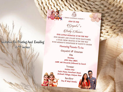 Cute Krishna Baby Shower Invitation – Adorable Lord Krishna Themed Baby Card – Printable Template