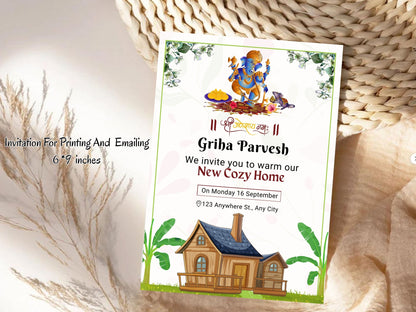 Simple and Elegant Vastu Pujan Card – Minimal Invitation Design