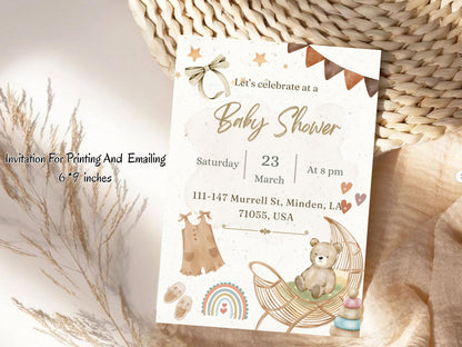 Minimalist Baby Shower Greeting Card – Elegant Neutral Baby Celebration Card