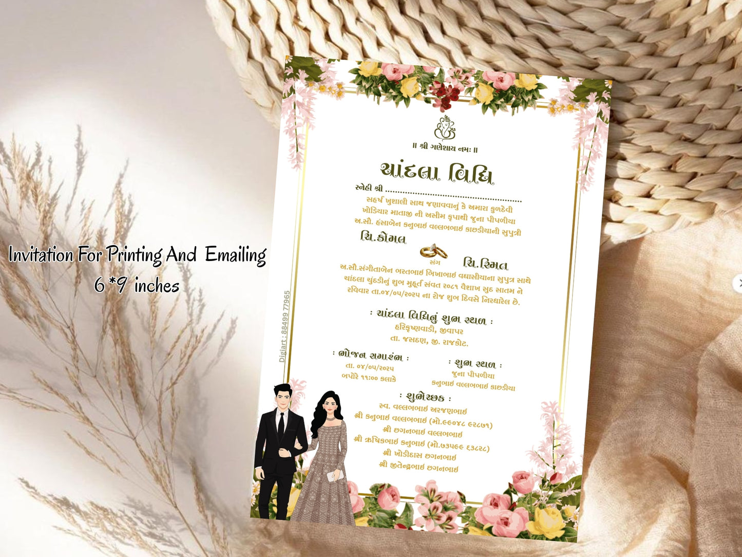 Floral Elegant Invitation Template – Luxury Ring Ceremony Design