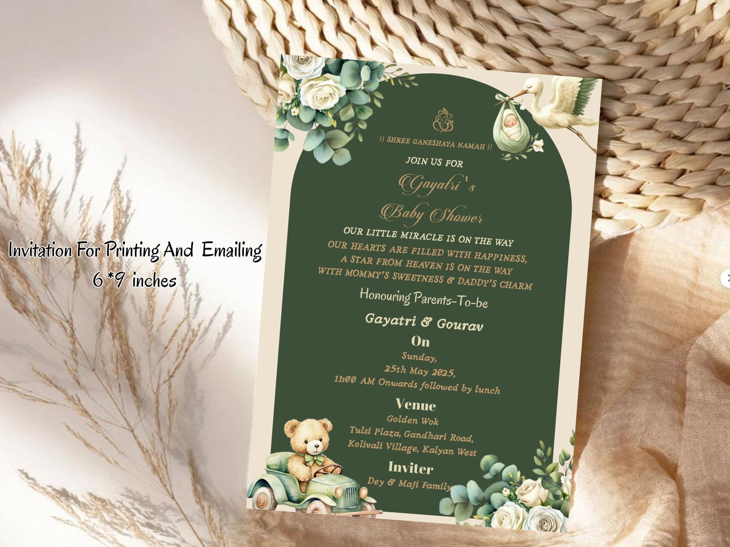 Cute Elegant Baby Shower Card Design | Stylish & Modern Invitation