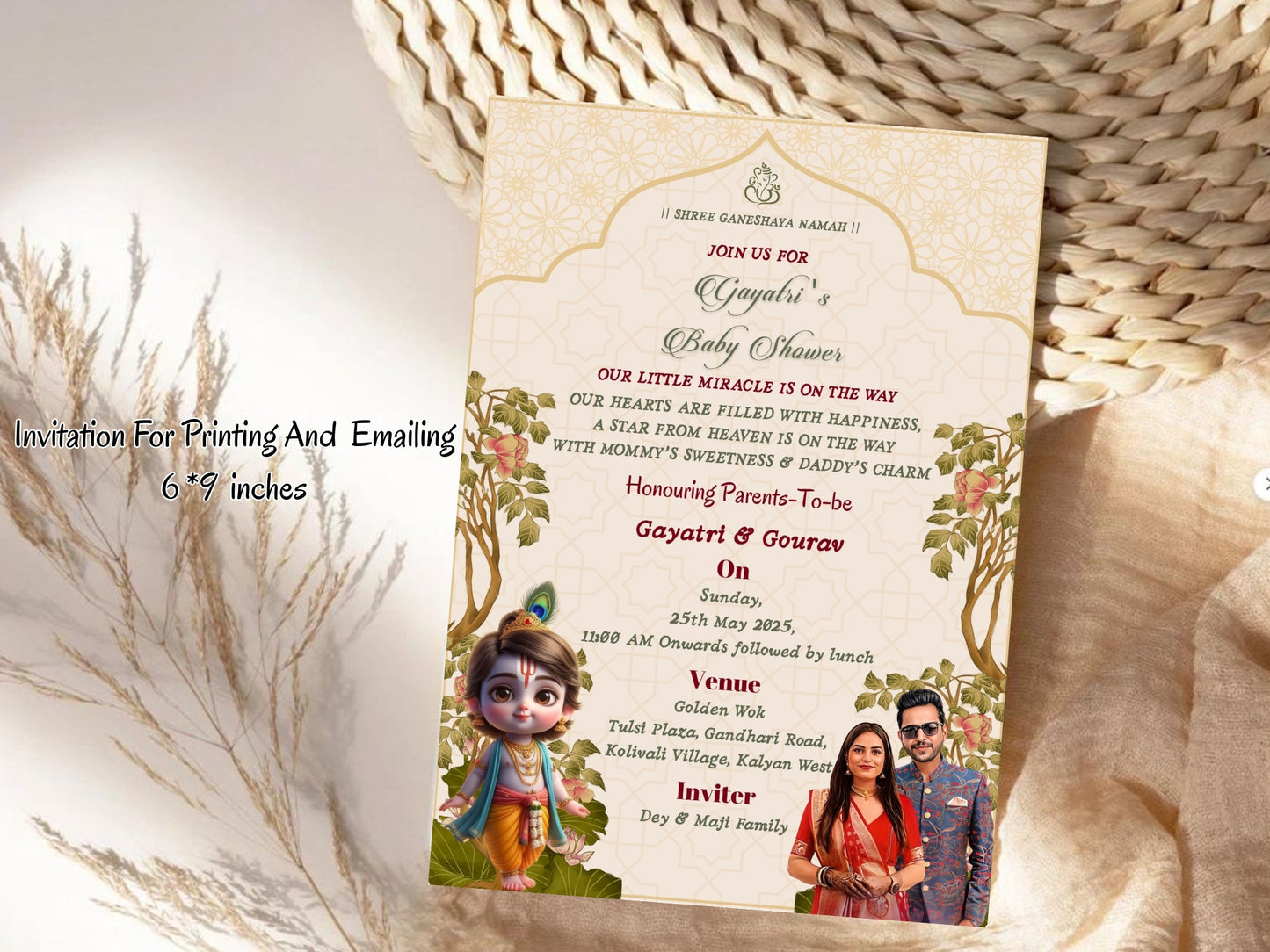 Royal Theme Baby Shower Card Design | Elegant & Luxurious Invitation