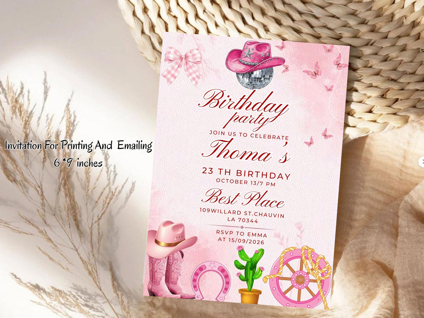 Pink Birthday Party Theme Invitation Card – Cute & Elegant Celebration Invite