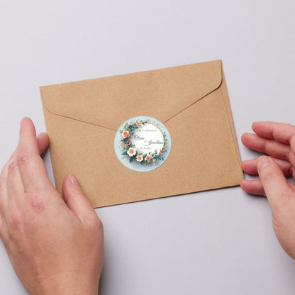 red Floral Wedding Thank You Stickers – Custom Name & Date Labels