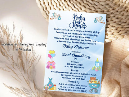 Minimal Baby Shower Invite – Simple Elegant Baby Shower Card – Instant Download