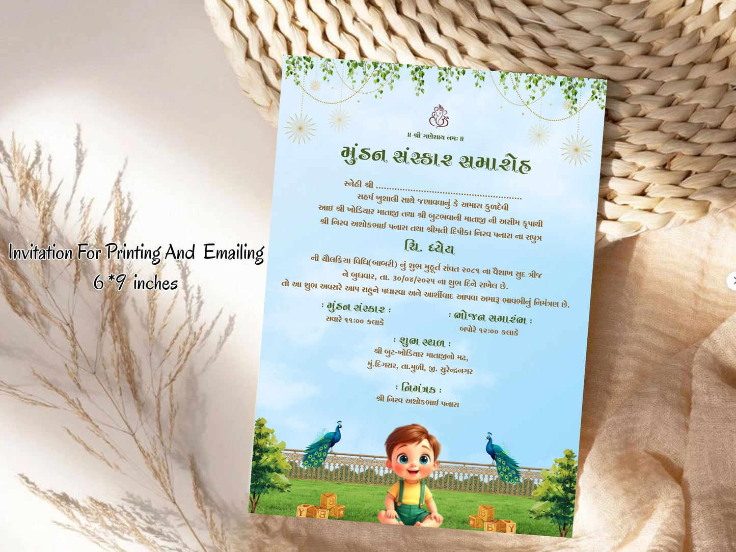 Elegant Mundan Sanskar Invitation Card | Baby Ceremony Digital E-Invite