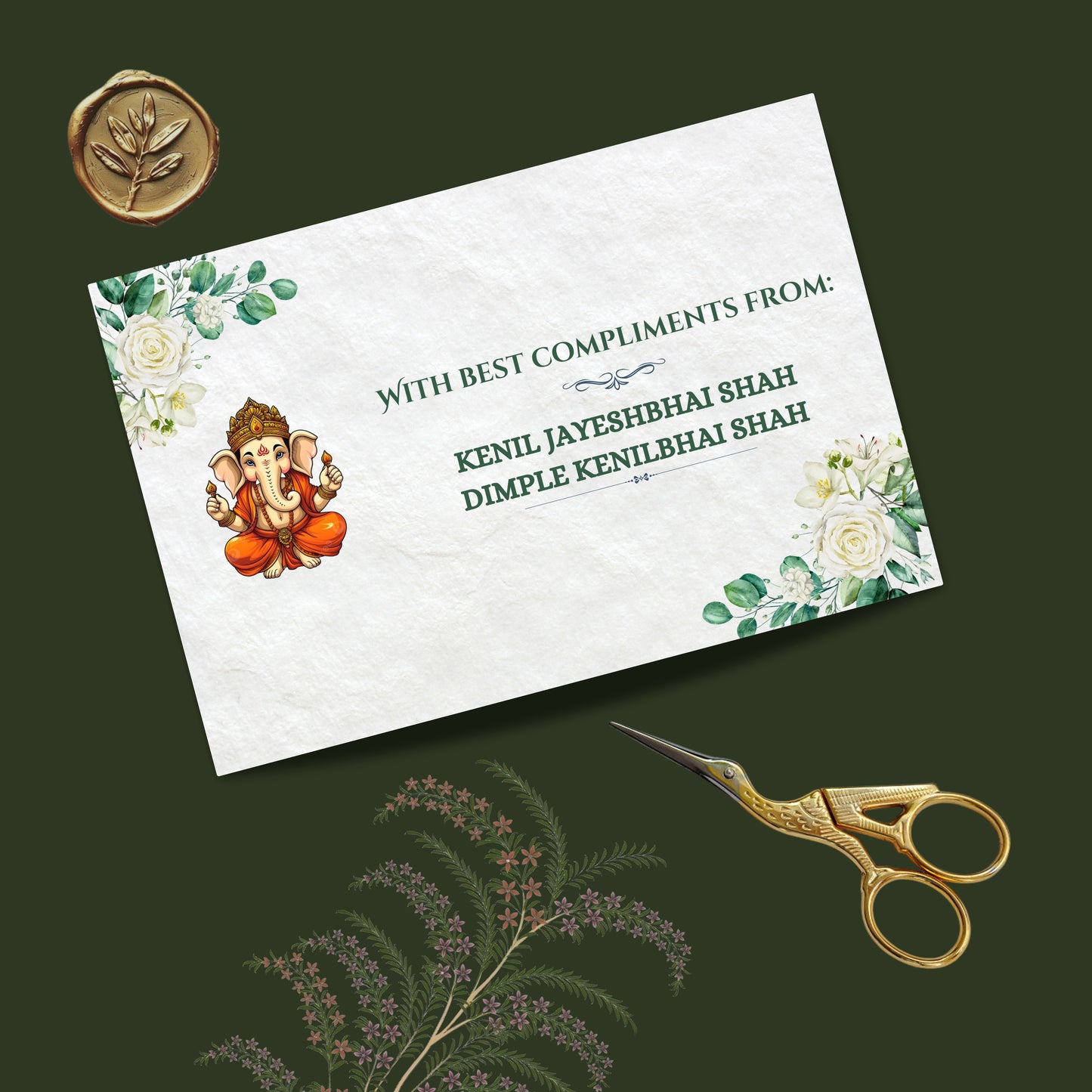 Personalized Customized Ganeshji Theme Designer Pocket Shagun Cover