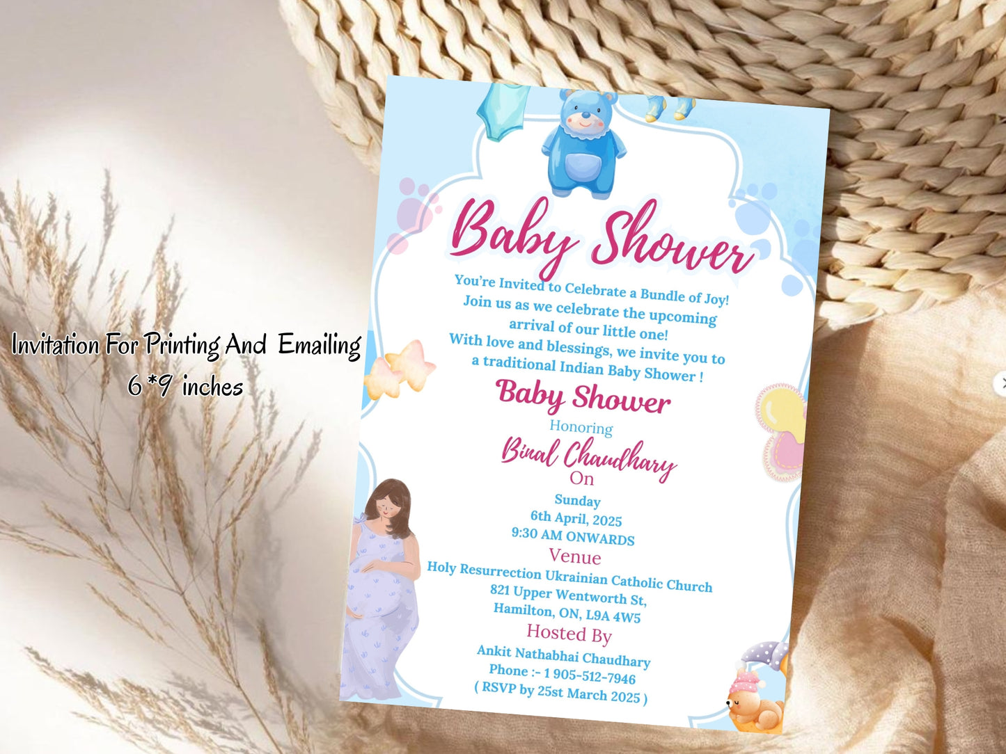 Simple Elegant Baby Shower Invitation – Minimal Chic Baby Shower Card – Printable Template