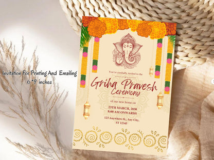 Simple Elegant Vastu Pujan Card – Minimal Invitation Design
