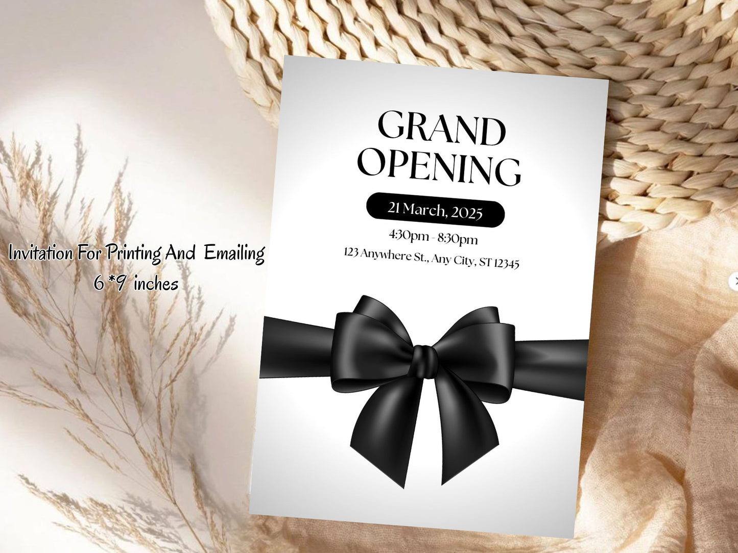 Elegant Minimal Grand Opening Card Template | Modern Clean Luxury Business Launch Invitation | Printable & Editable Design
