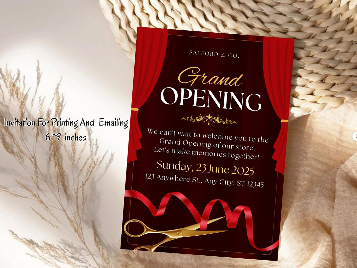 Elegant Minimal Grand Opening Card – Custom Design Upload & Premium Invitation Printing