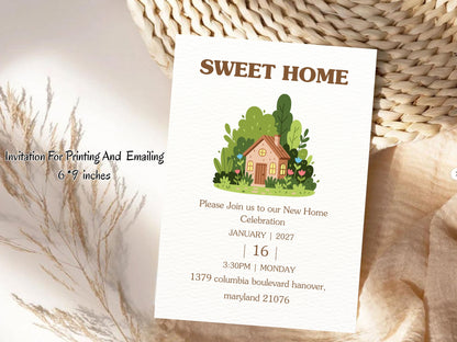 Simple and Elegant Housewarming Card – Minimal New Home Invitation – Printable Template