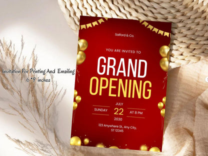 Minimal Grand Opening Card Template | Modern Simple Business Launch Invitation | Printable & Editable Design
