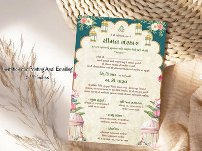 Royal Floral Baby Shower Card – Elegant Gold & Blush Baby Shower Greeting