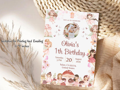 Doll Theme Birthday Invitation Card – Editable Printable Girl Birthday Party Invite – Cute Pastel Doll Party Invitation
