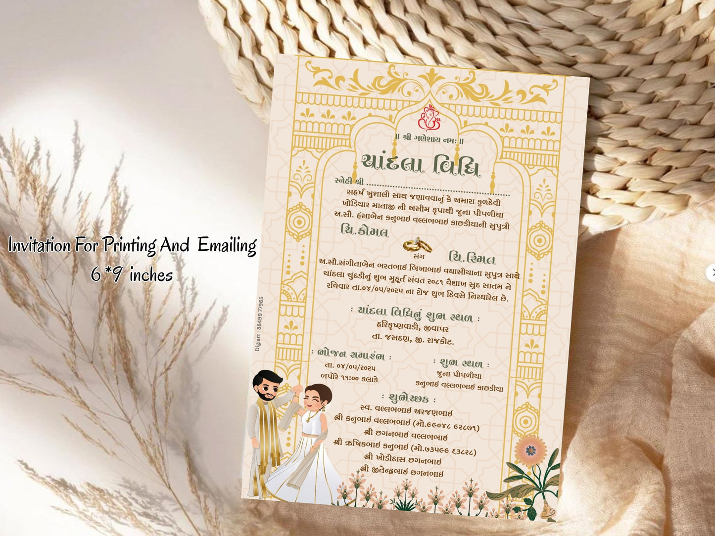 Royal Theme Chandla Vidhi Card Design in English | Luxury Traditional Wedding Invitation