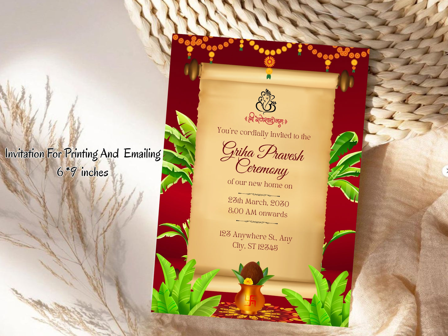Royal Theme Vastu Pujan Card – Elegant Luxury Invitation