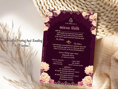 Premium Floral Theme Chandla Vidhi Card Design in English | Luxury Traditional Wedding Invitation