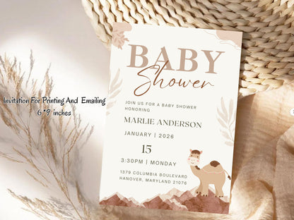 Desert Theme Invitation Template | Boho Desert Editable Invite | Instant Download Printable Card