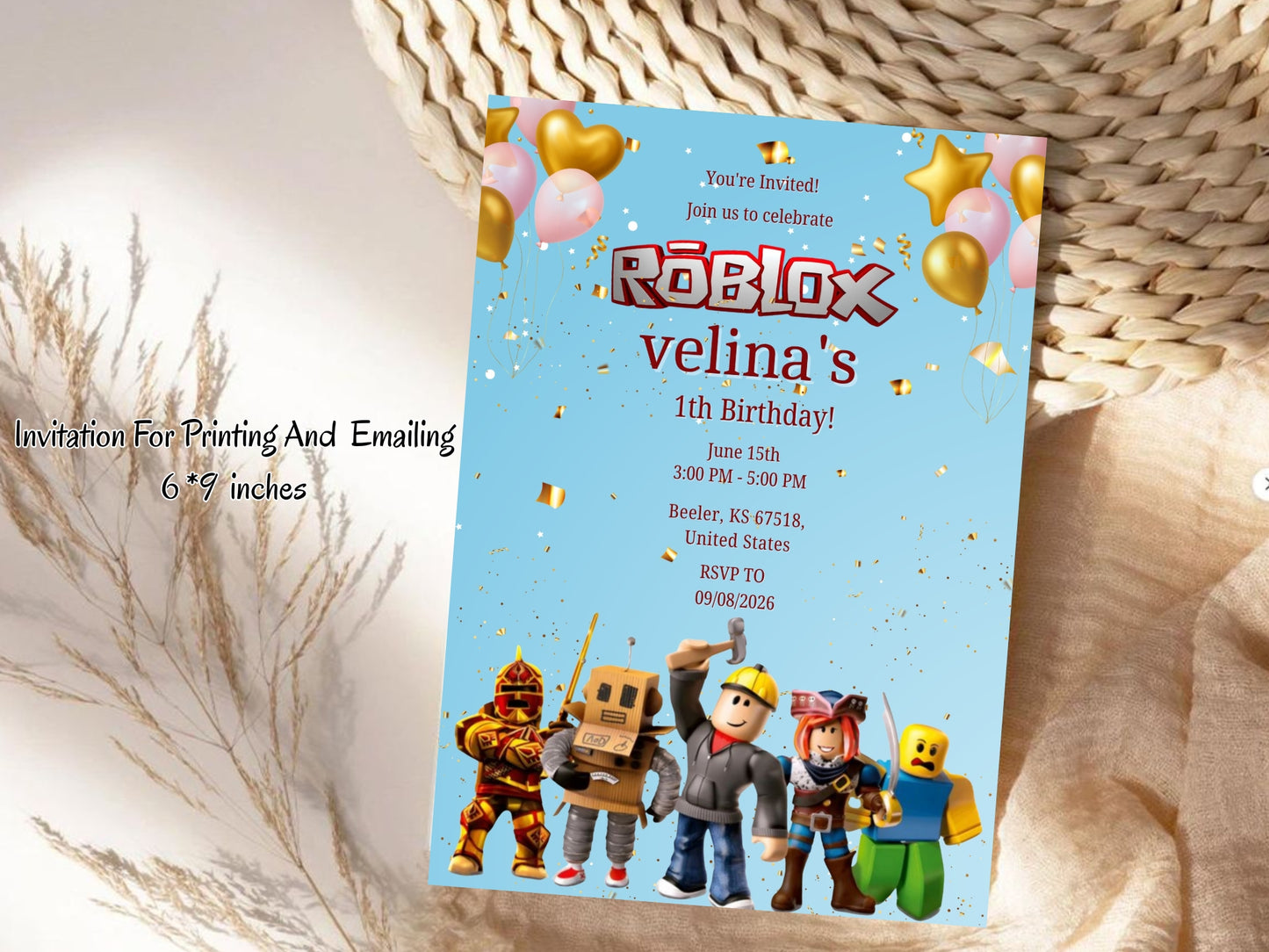 Cartoon Robot Theme Birthday Invitation Card – Fun & Futuristic Party Invite