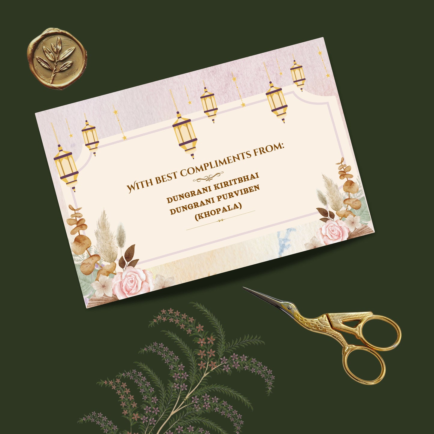 Personalized Customized Floral & Elegant Theme Designer Pocket Shagun Cover