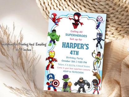 Cartoon Theme Birthday Invitation Card – Editable Printable Kids Cartoon Party Invite – Colorful Birthday Invitation