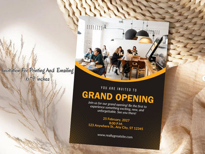 Creative Grand Opening Card Template | Modern Artistic Business Launch Invitation | Printable & Editable Design