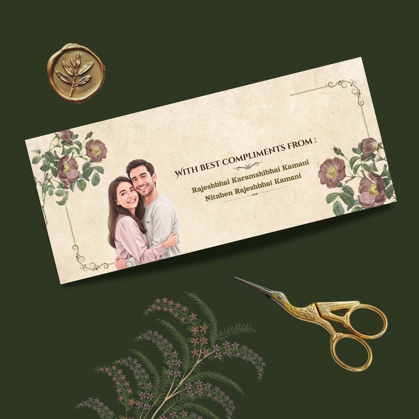 Personalized Customized Water Color Flower Theme Designer Shagun Cover