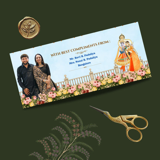 Personalized Customized Floral  Yamunaji Theme Designer Shagun Cover