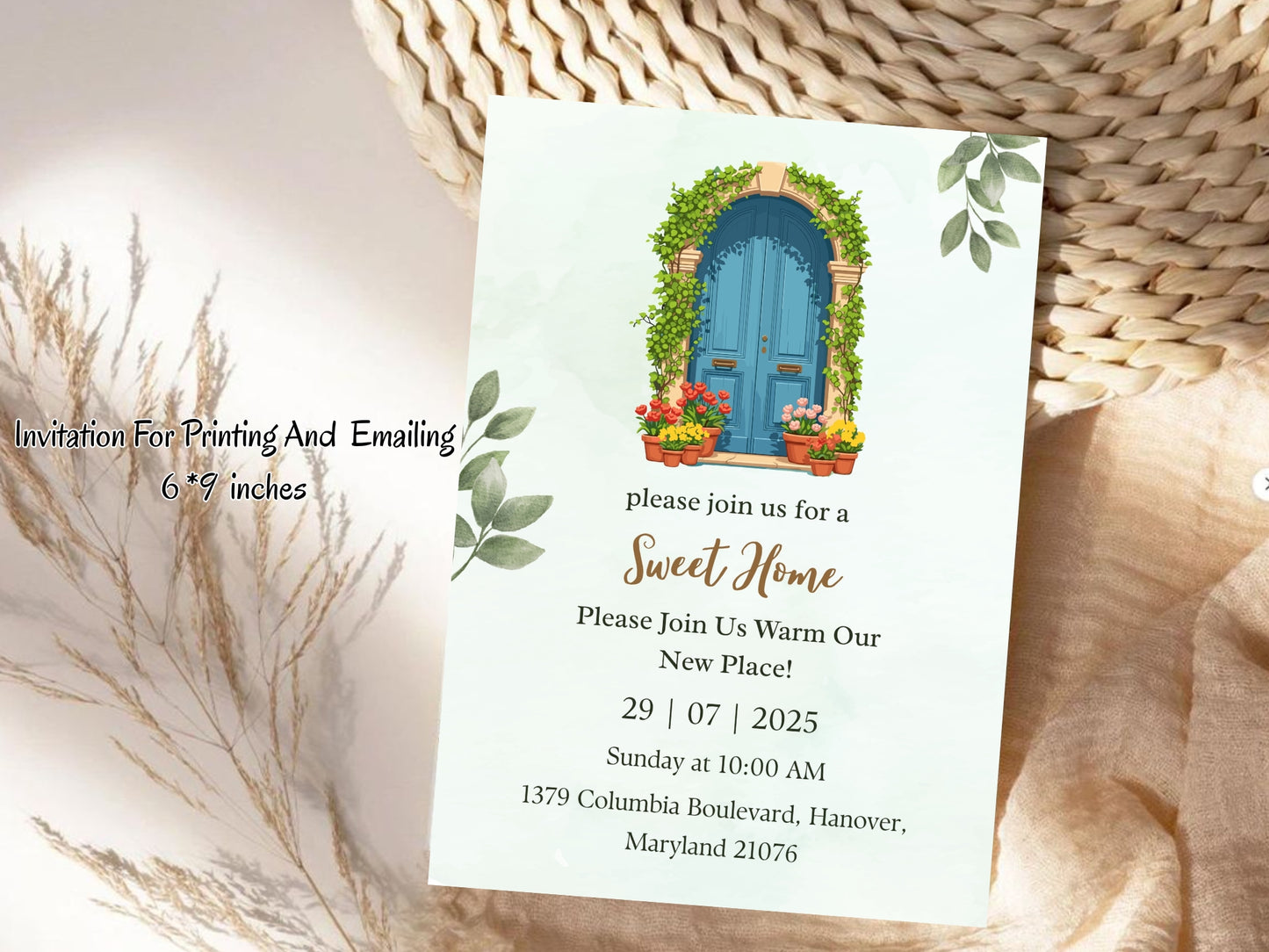 Floral Elegant Housewarming Card – Sophisticated New Home Invitation – Printable Template
