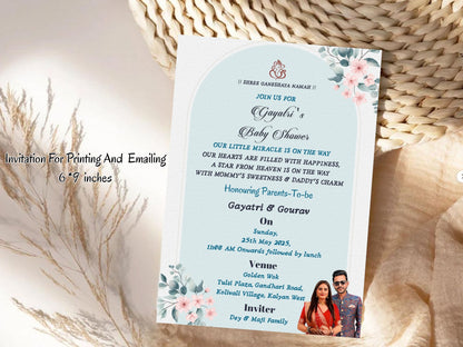 Floral Elegant Baby Shower Invitation – Sophisticated Baby Shower Card – Printable Template