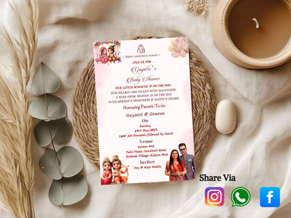 Cute Krishna Baby Shower Invitation – Adorable Lord Krishna Themed Baby Card – Printable Template