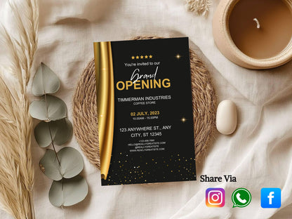 Minimal Elegant Grand Opening Card Template | Modern Clean Luxury Business Launch Invitation | Printable & Editable Design