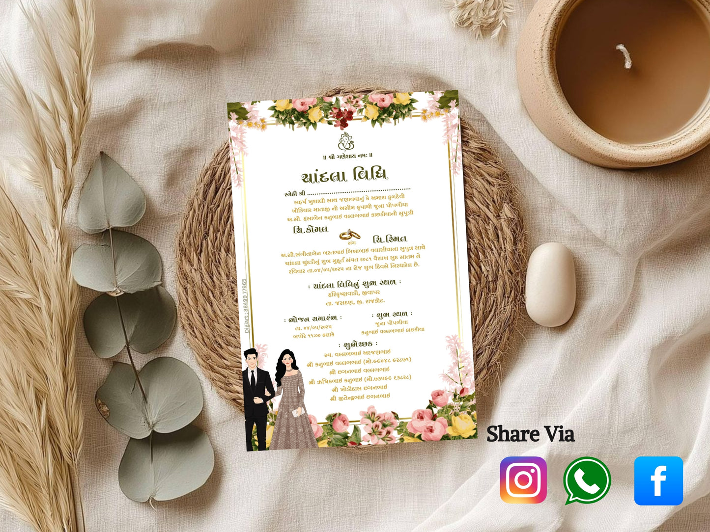 Floral Elegant Invitation Template – Luxury Ring Ceremony Design