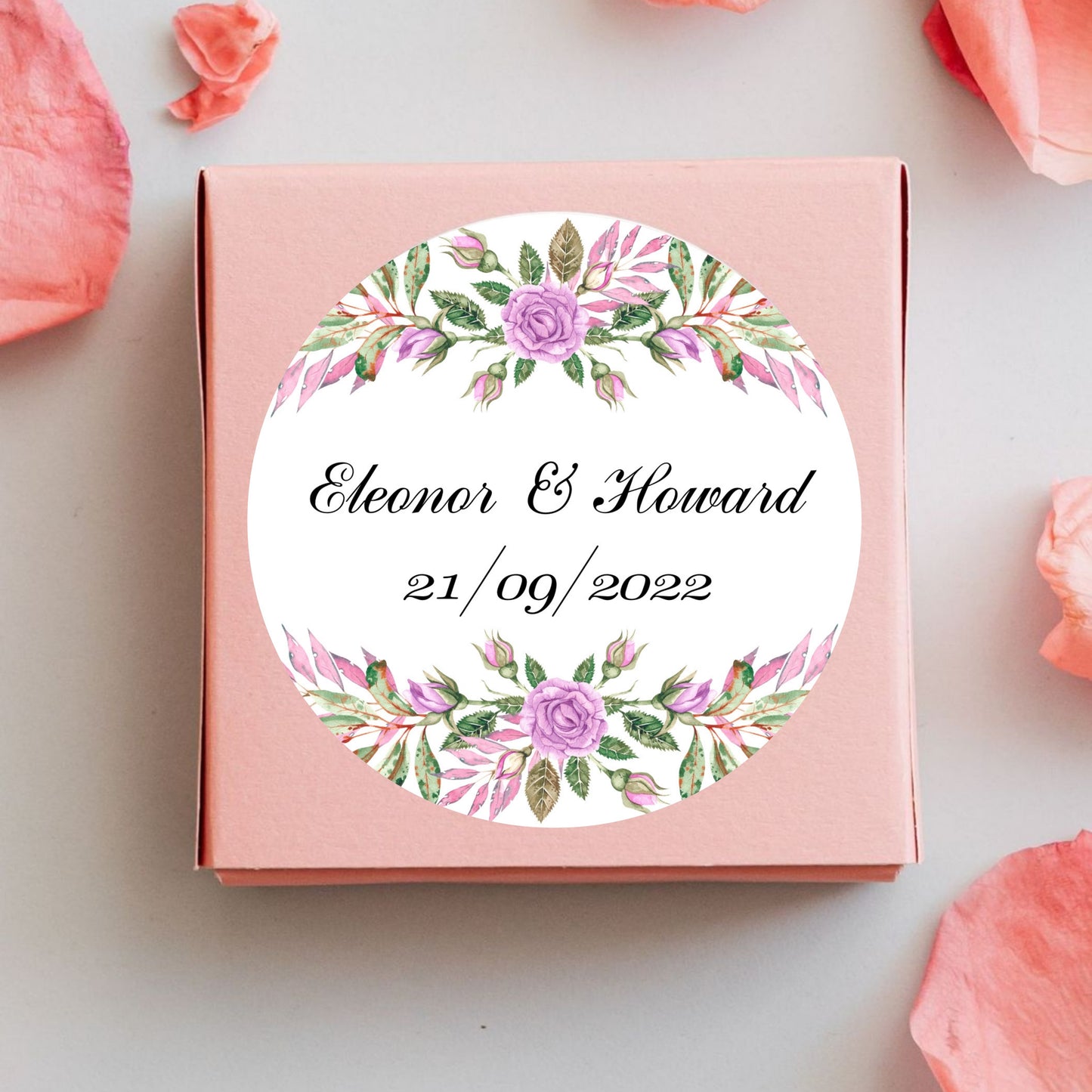 Floral Simple Sticker Design | Minimal Botanical Logo Sticker | Elegant Wedding Favor & Business Packaging Label