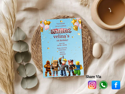 Cartoon Robot Theme Birthday Invitation Card – Fun & Futuristic Party Invite