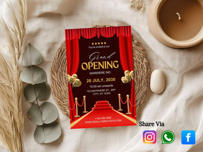 Elegant Creative Grand Opening Card Template | Modern Artistic Business Launch Invitation | Printable & Editable Design