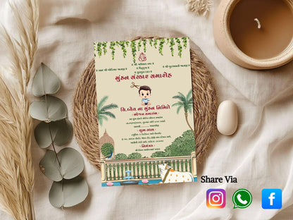 Elegant Royal Mundan Sanskar Invitation | Luxury Hindu Baby Ceremony Digital Invite