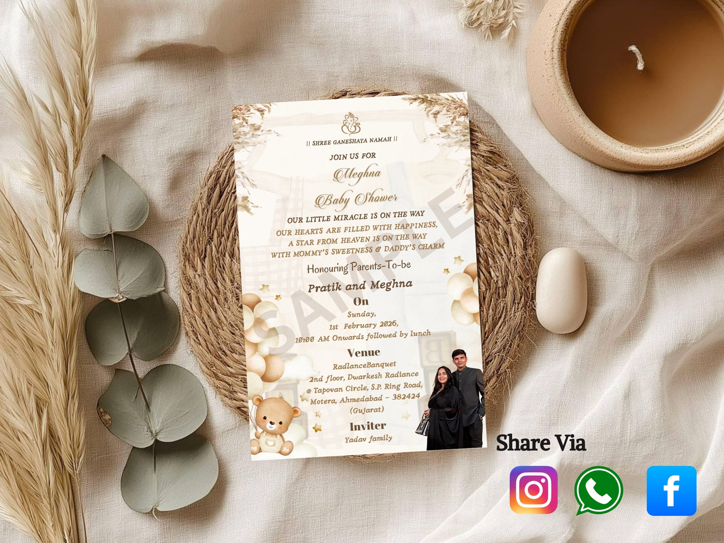 Simple and Elegant Baby Shower Card Design | Stylish Invitation