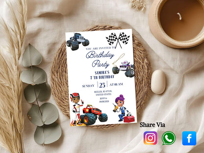 Architect Theme Birthday Invitation Card – Editable Printable Construction Party Invite – Modern Birthday Invitation