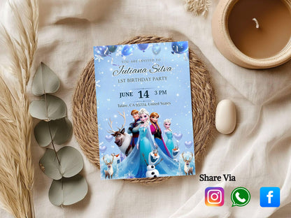 Cinderella Theme Birthday Invitation Card – Editable Printable Princess Party Invite – Magical Birthday Invitation