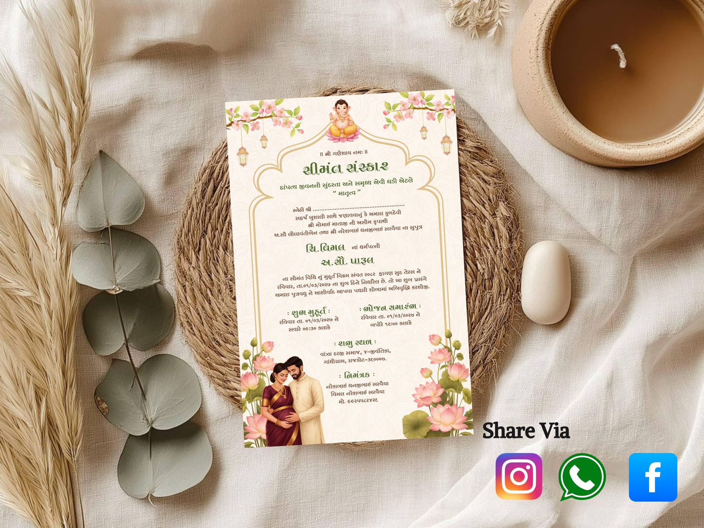 Royal Elegant Baby Shower Card – Luxury Gold Floral Baby Greeting