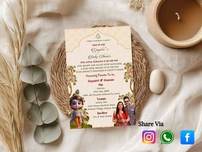 Royal Theme Baby Shower Card Design | Elegant & Luxurious Invitation