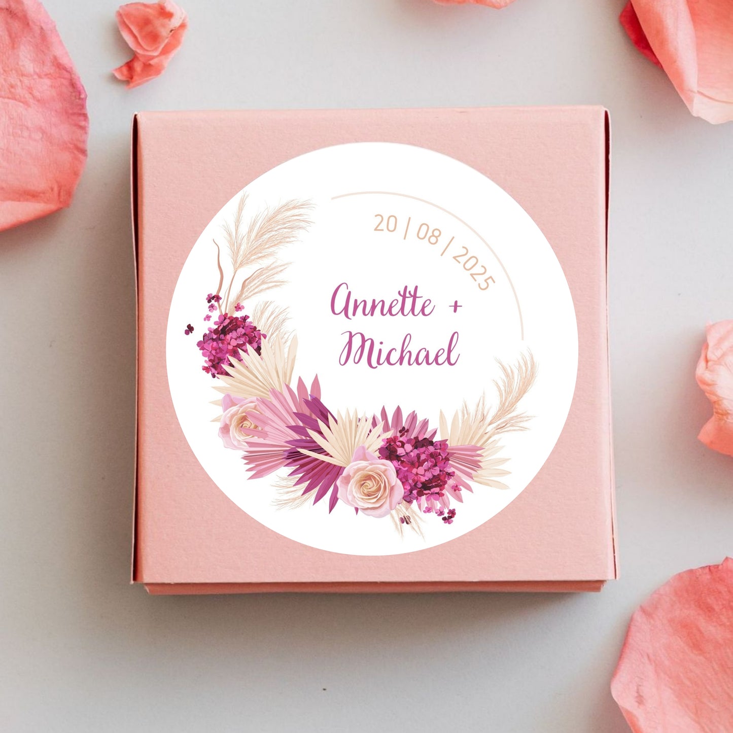 Floral Simple Sticker Design | Minimal Botanical Logo Sticker | Elegant Wedding Favor & Small Business Packaging Label