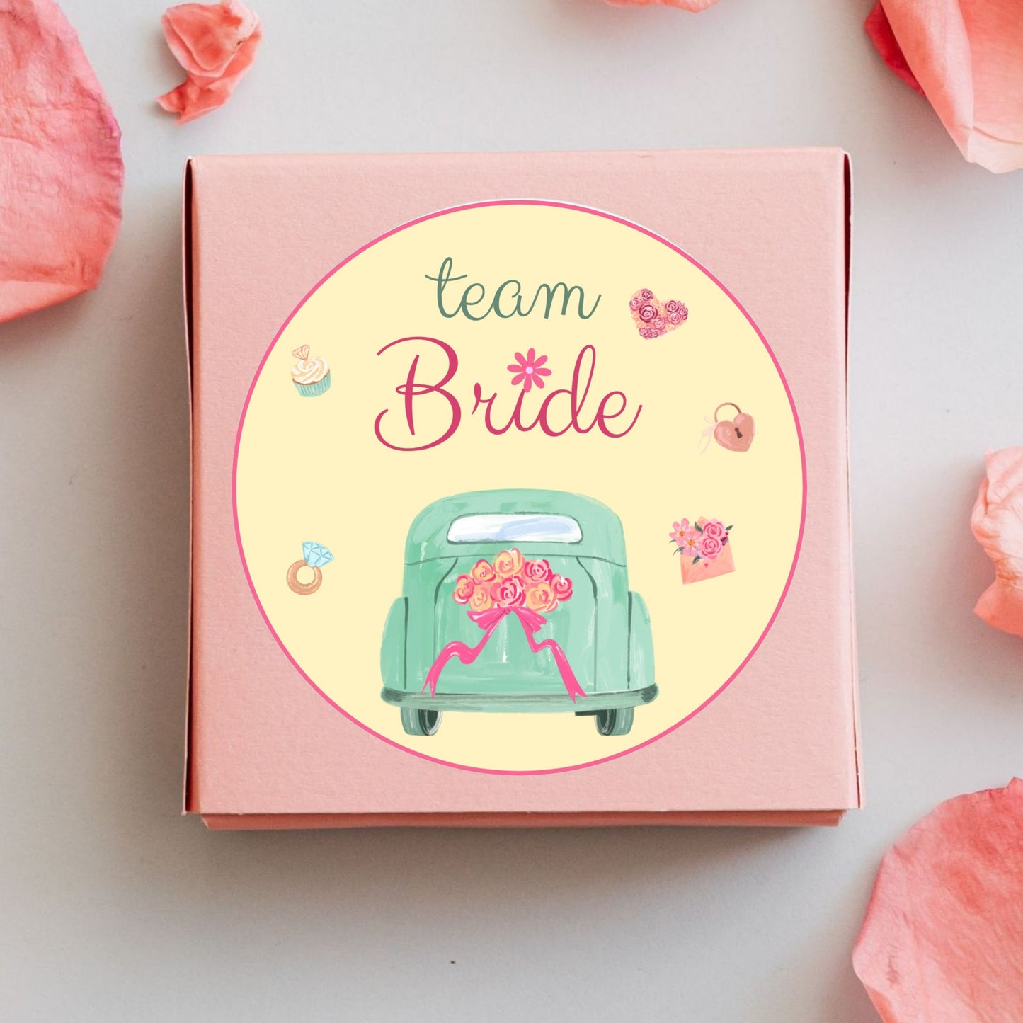 Cute Bride Team Sticker Design | Bachelorette Party Stickers | Bridal Squad Favor Labels | Custom Bride Tribe Decals
