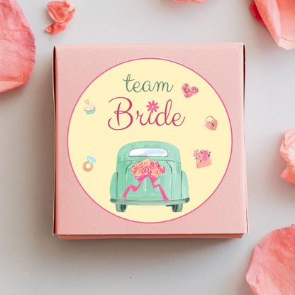 Cute Bride Team Sticker Design | Bachelorette Party Stickers | Bridal Squad Favor Labels | Custom Bride Tribe Decals