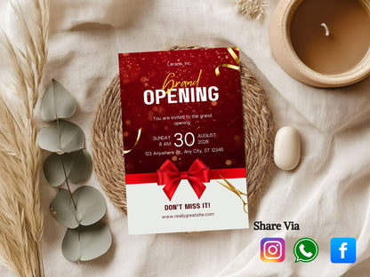 Creative Theme Grand Opening Card Design Template | Modern Artistic Business Launch Invitation | Printable & Editable Card