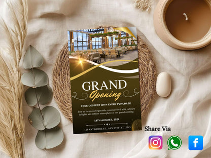 Classic Grand Opening Card Template | Timeless Elegant Business Launch Invitation | Printable & Editable Design