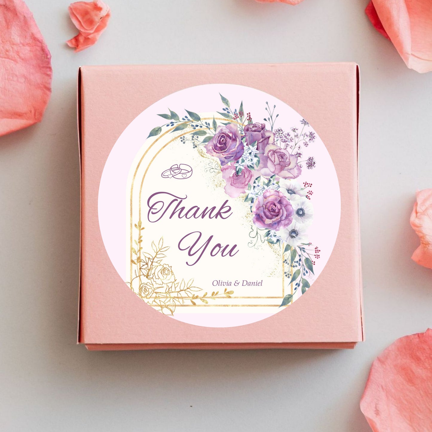 Royal Floral Theme Sticker Design | Luxury Gold Botanical Logo Sticker | Premium Wedding Favor & Business Packaging Label